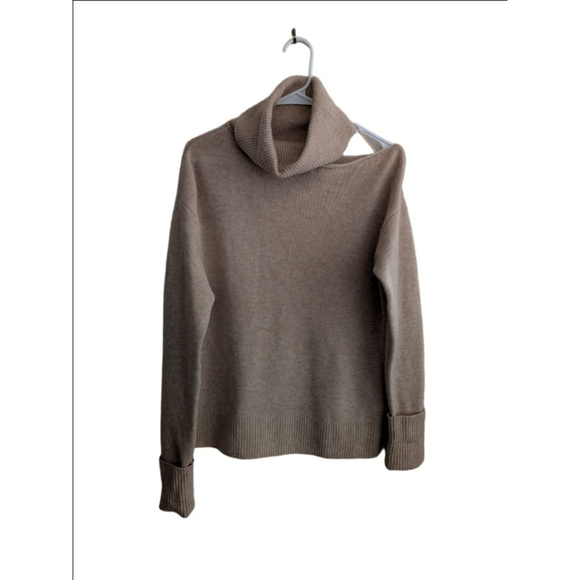 Women's PAIGE Beige Cutout Turtleneck Wool Blend Sweater S - Picture 6 of 13